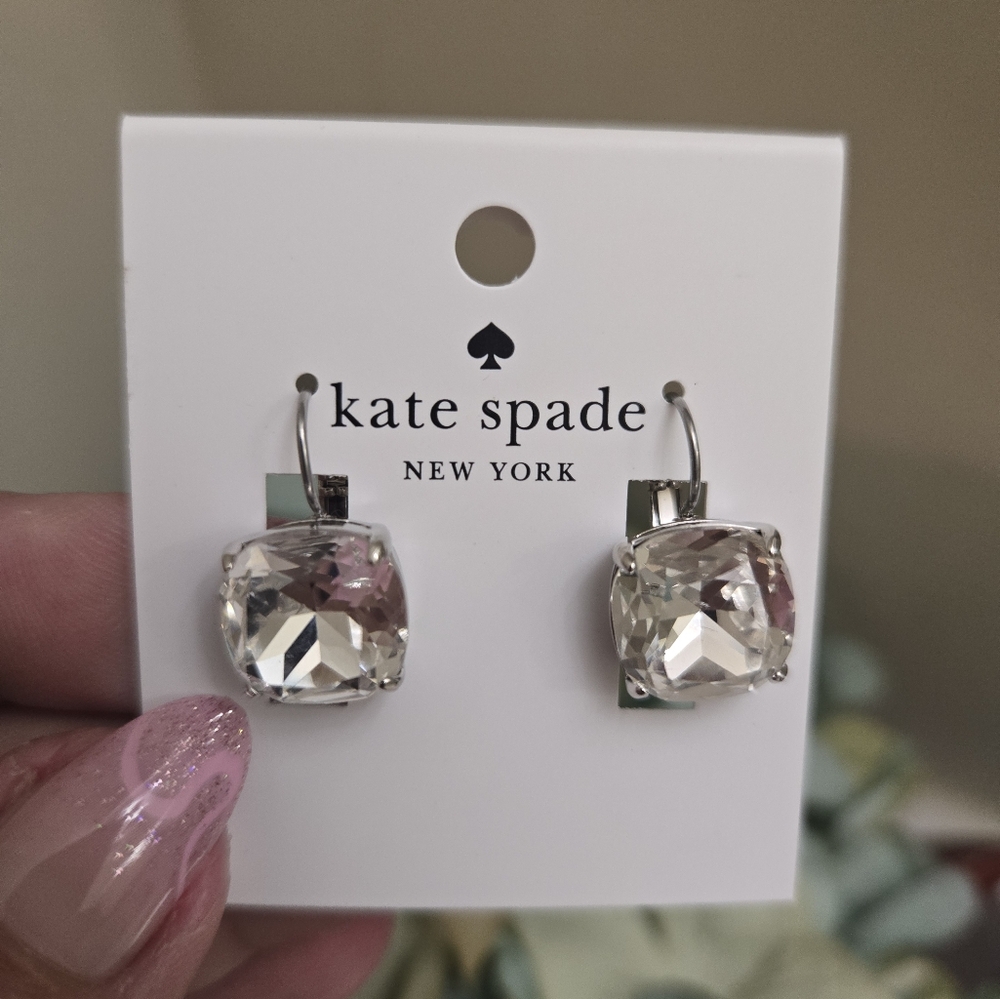 NEW Kate Spade Silver Tone Cubic Zirconia Dangle Earrings